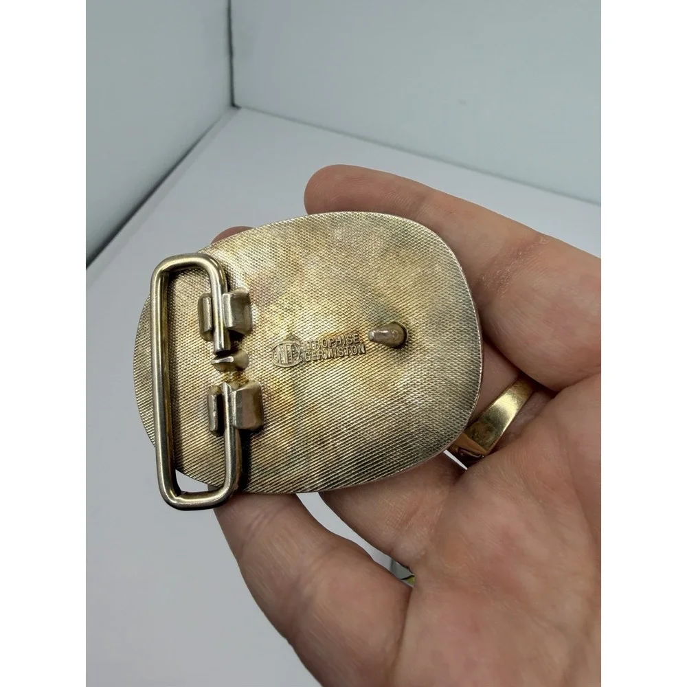 Belt Buckle Elephant Trophise Germiston Africa Silver Tone Vintage Safari